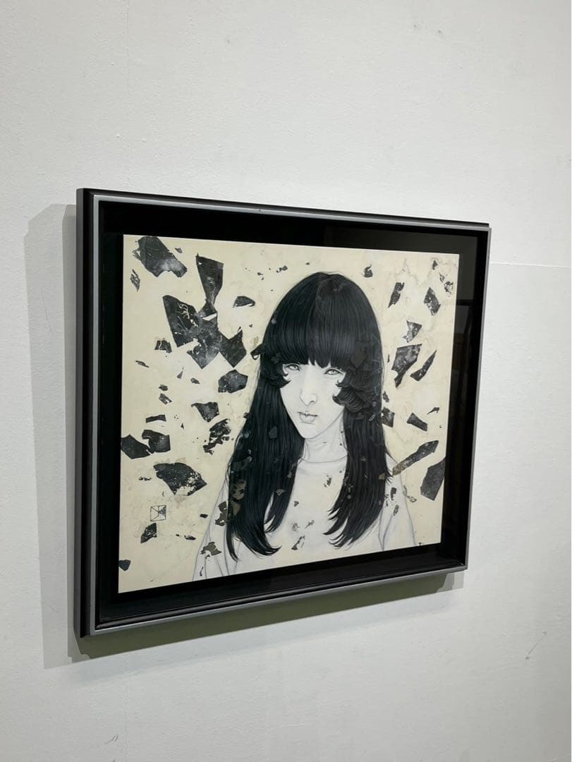 川島優「EROSION」2024年 岩絵具 真作 額装付き 美少女 現代アート