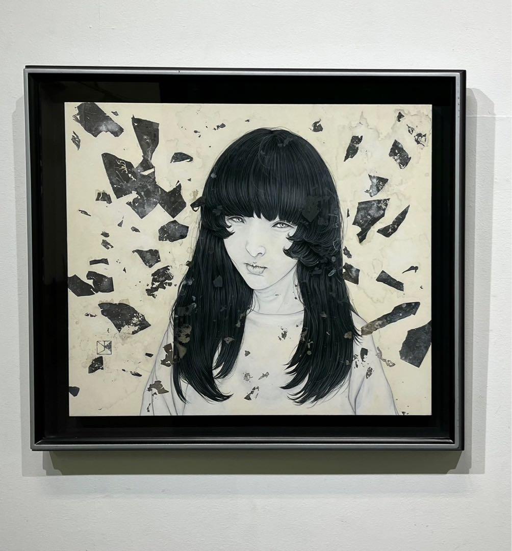 川島優「EROSION」2024年 岩絵具 真作 額装付き 美少女 現代アート