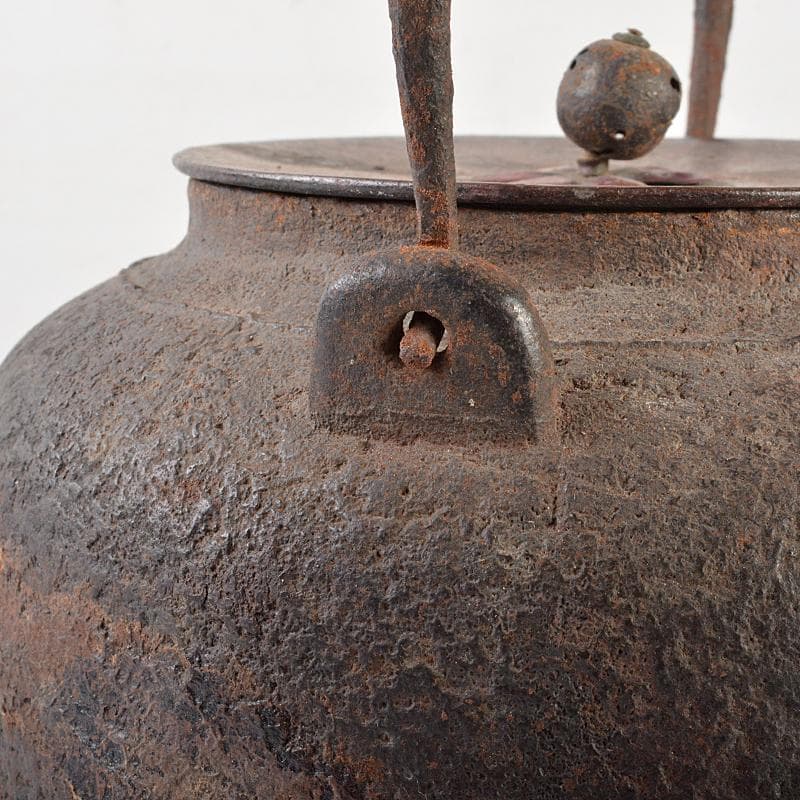 煎茶道具　手取釜　鉄瓶　鉄釜　時代箱付　C　R7077B