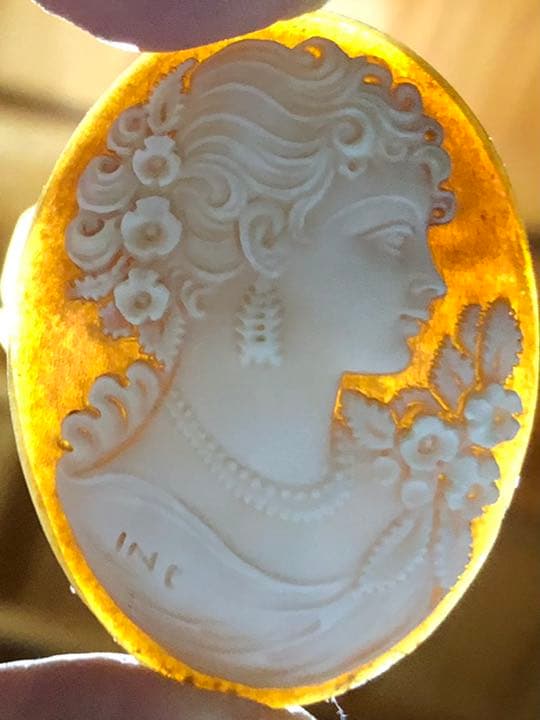 カメオ　ルース　192 貴婦人【作家サインあり】中古　rカメオ　rカメオルース