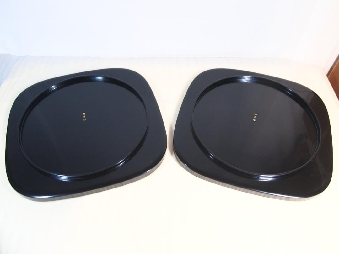 【未使用】輪島塗 曽我路幸 花筏蒔絵 くつわ型卓上膳 5客 懐石膳/会席膳 漆器