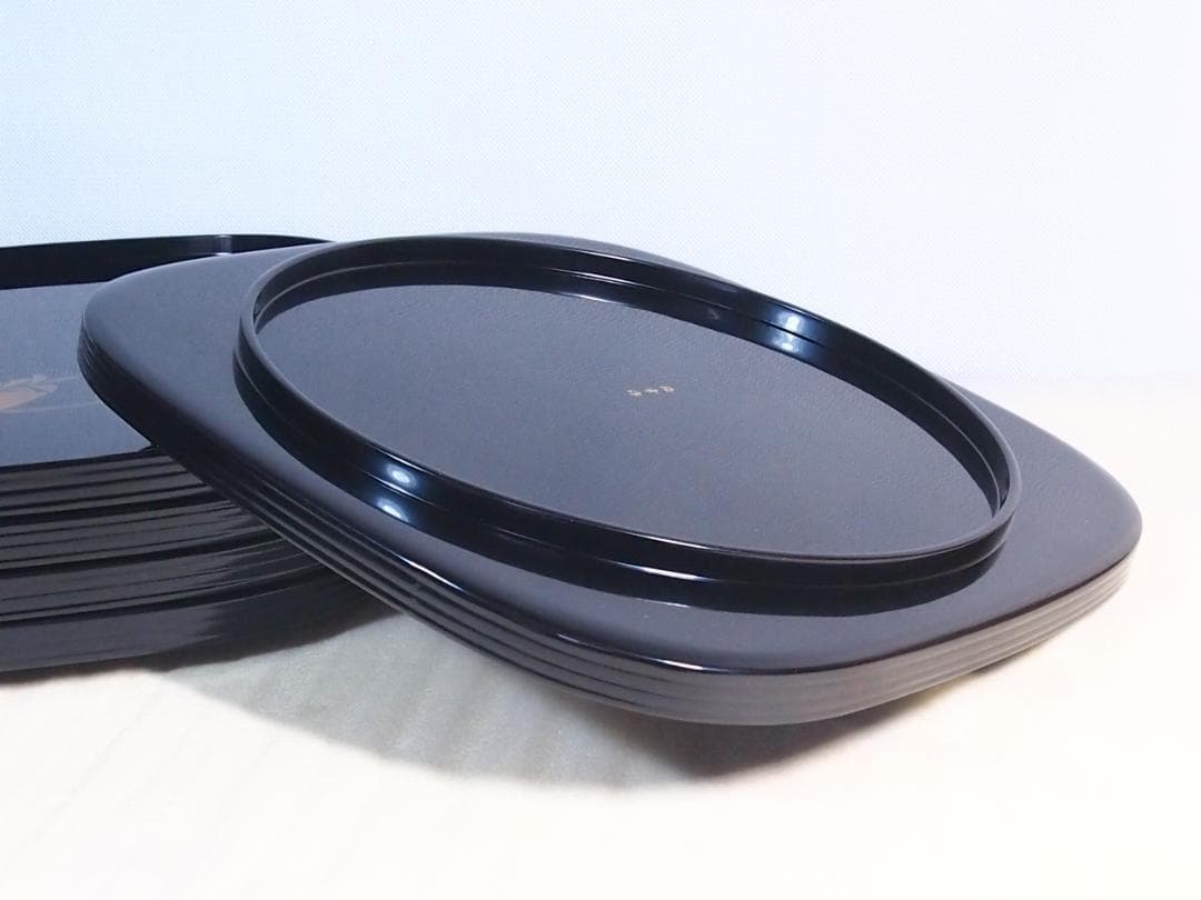 【未使用】輪島塗 曽我路幸 花筏蒔絵 くつわ型卓上膳 5客 懐石膳/会席膳 漆器