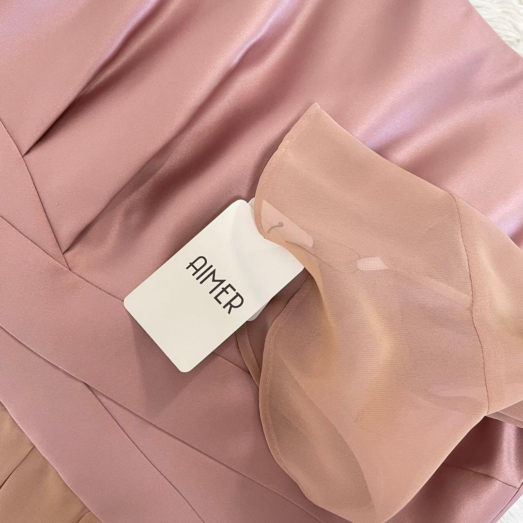 【新品未使用】AIMER 袖付き スレンダーロングドレス