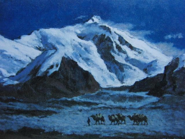 小田和典、氷河行（パミール高原）、希少な画集より、新品高級額