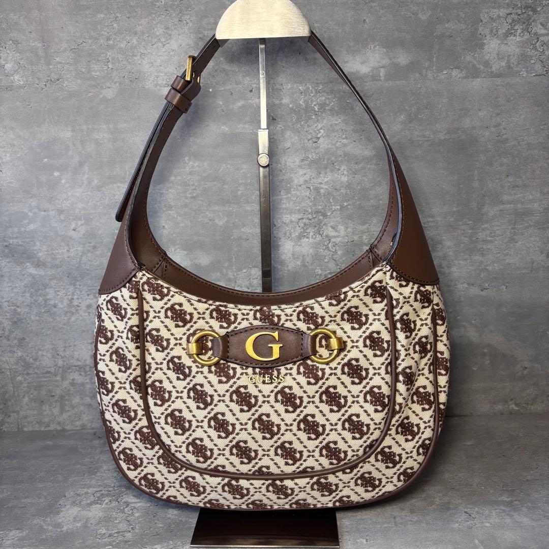 【極美品】GUESS ゲス　ショルダーバッグ ロゴ柄 ブラウン ワンショルダー