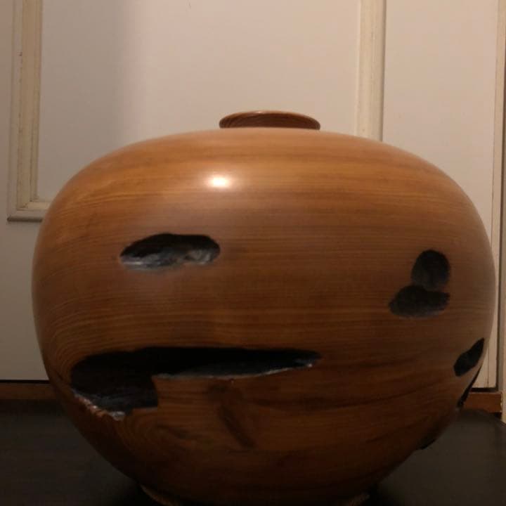 世界遺産屋久杉 芝実作　天然木オブジェくりぬき壺　屋久島　和　美木目　土埋木