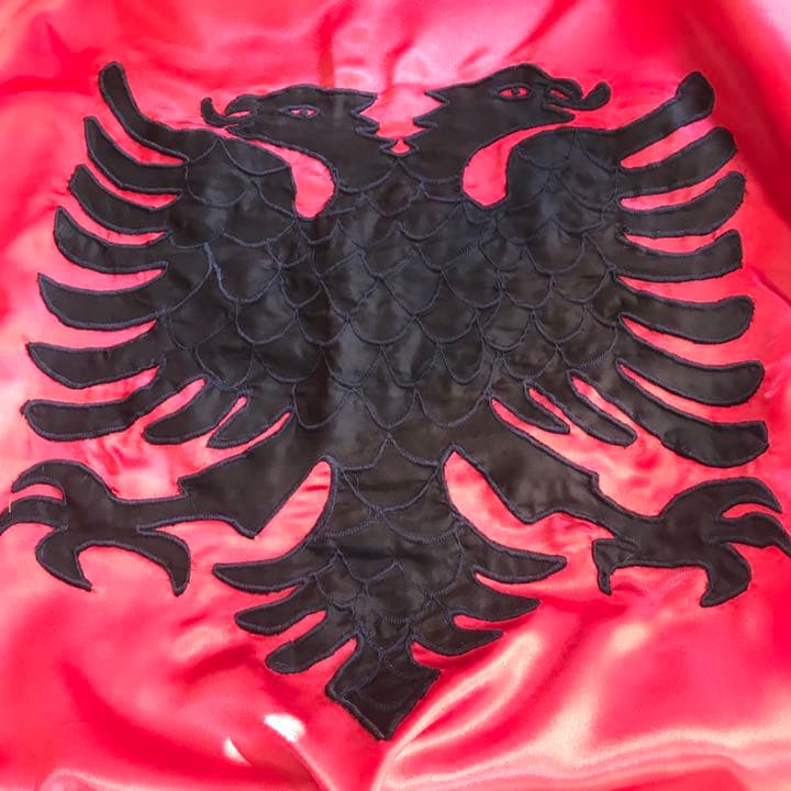 希少品！BIG アルバニア共和国国旗　東ヨーロッパ　ヴィンテージインダストリアル