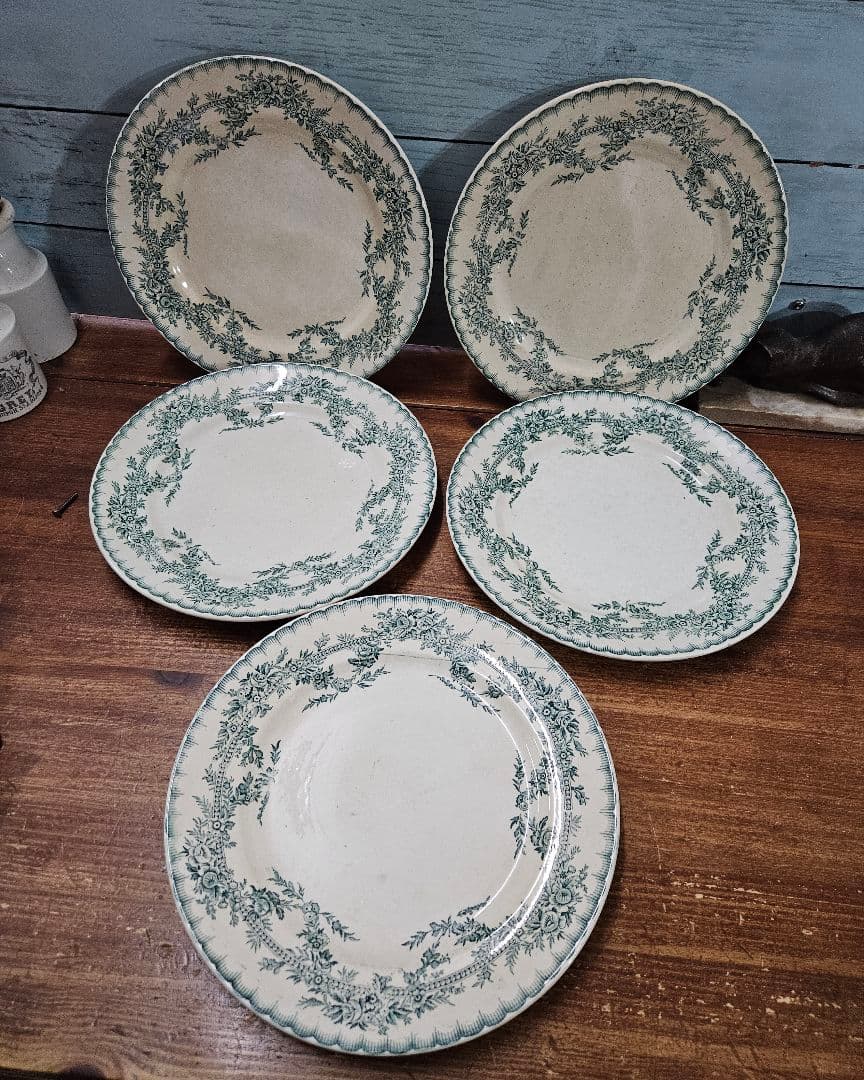 フランスアンティーク オナン窯 プレート 5枚セット COPPELIA 花柄