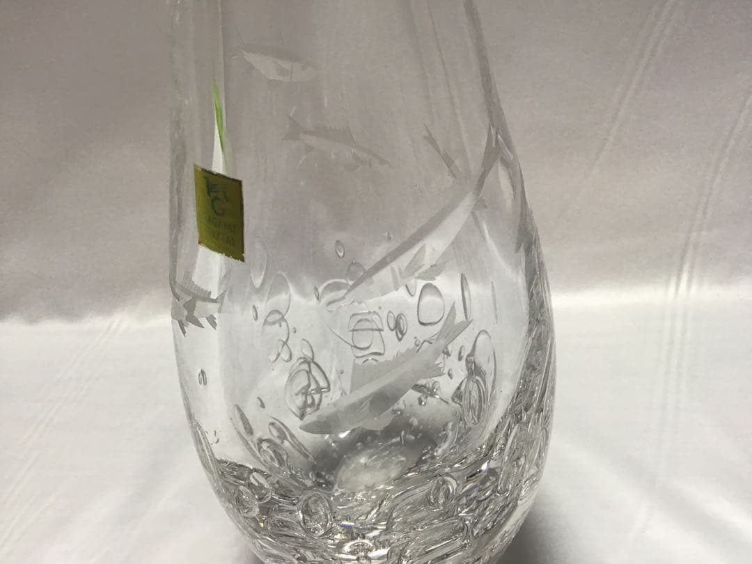 カガミクリスタル　各務満　花瓶　鮎