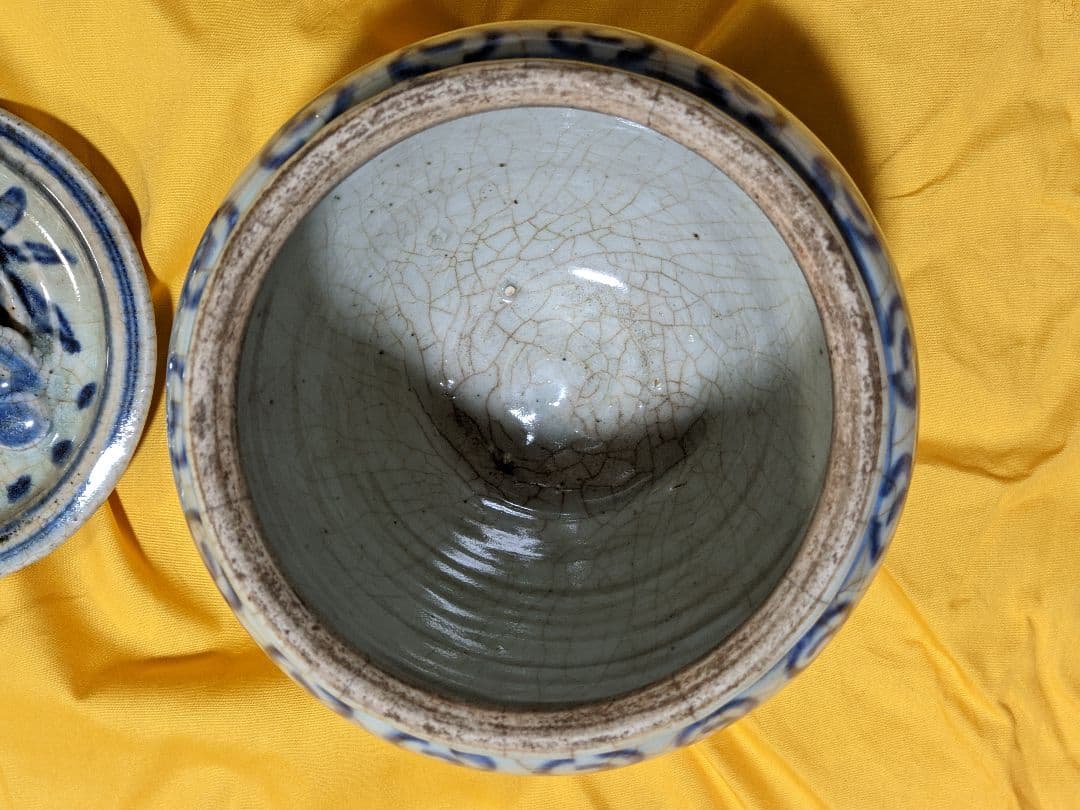 ⭐安南染付 水指 蓋付壺 中国古陶磁 明時代末 コレクション 骨董品アンティーク