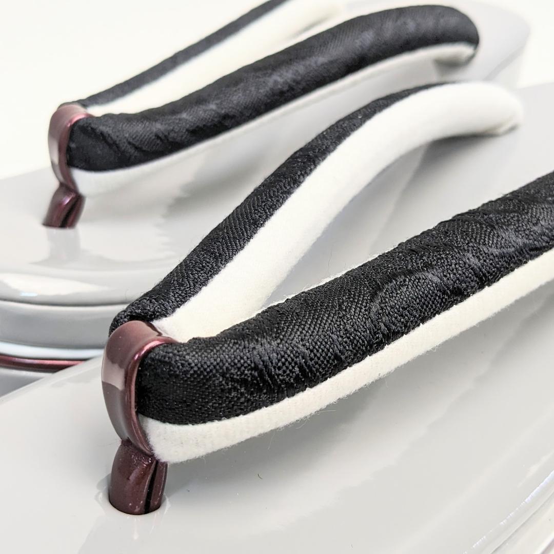 和装 草履バッグセット ジャガード 黒 グレー 薔薇 フリーサイズ u83-6