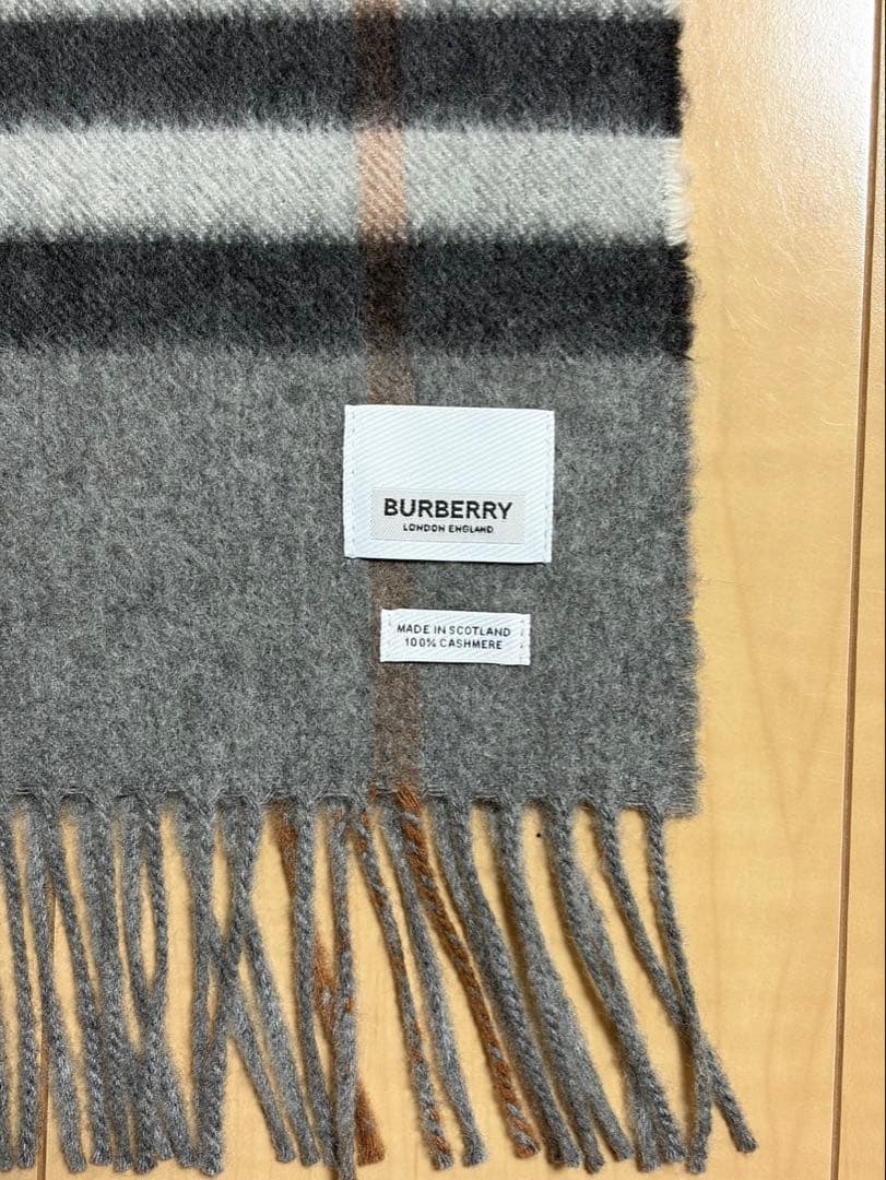 BURBERRY カシミヤ マフラー チェック柄 グレー