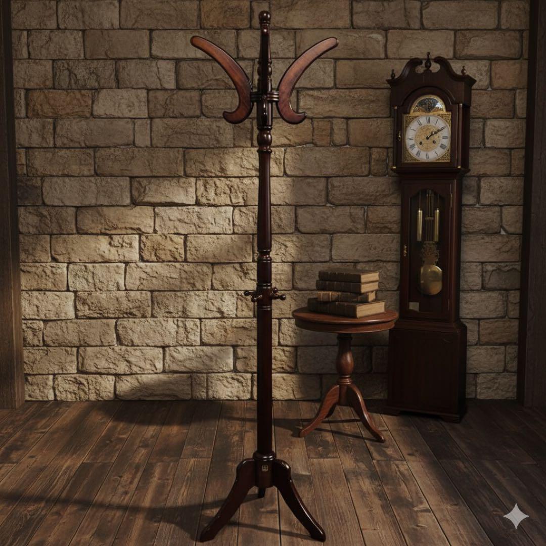 ニチハン　アンティーク　コートハンガー　ハンガーポール　木製