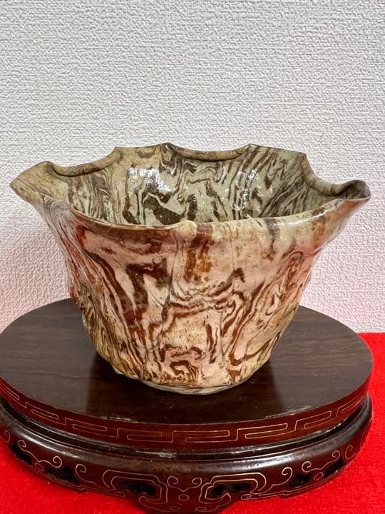 古美術·万古焼蓮の花型盃洗 ·茶道具·お湯呑F1