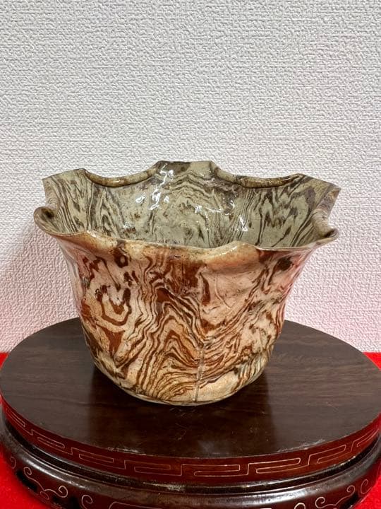 古美術·万古焼蓮の花型盃洗 ·茶道具·お湯呑F1