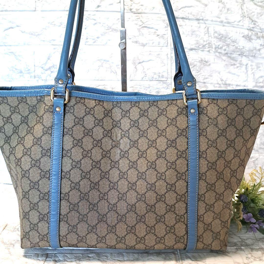 ✨️素敵✨️GUCCI GGスプリーム　PVC トートバッグ　ターコイズブルー
