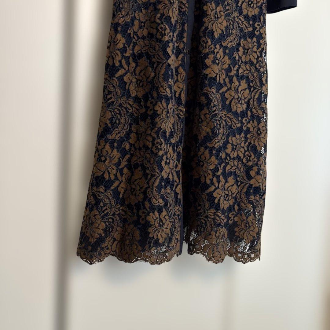 ネイビーゴールド花柄レースドレス