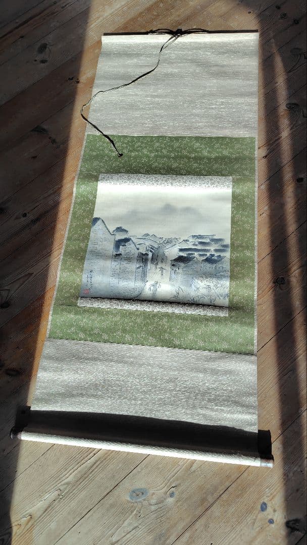 直原玉青作　 掛軸 和紙 木箱