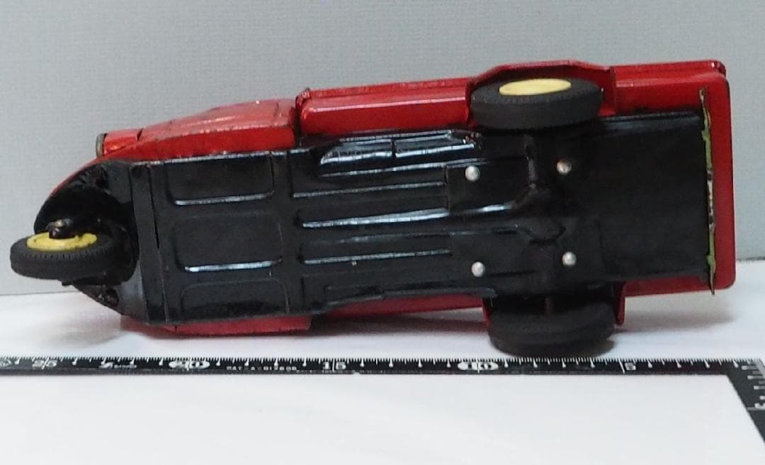 萬代屋【三菱 オート三輪トラック 赤一色 動作確認済】ブリキ自動車TIN【箱無】