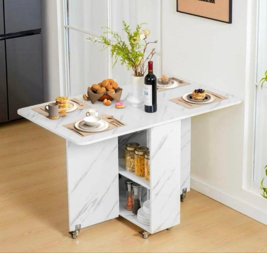 折りたたみダイニングテーブル 万能ドロップリーフダイニングテーブル ロック可能