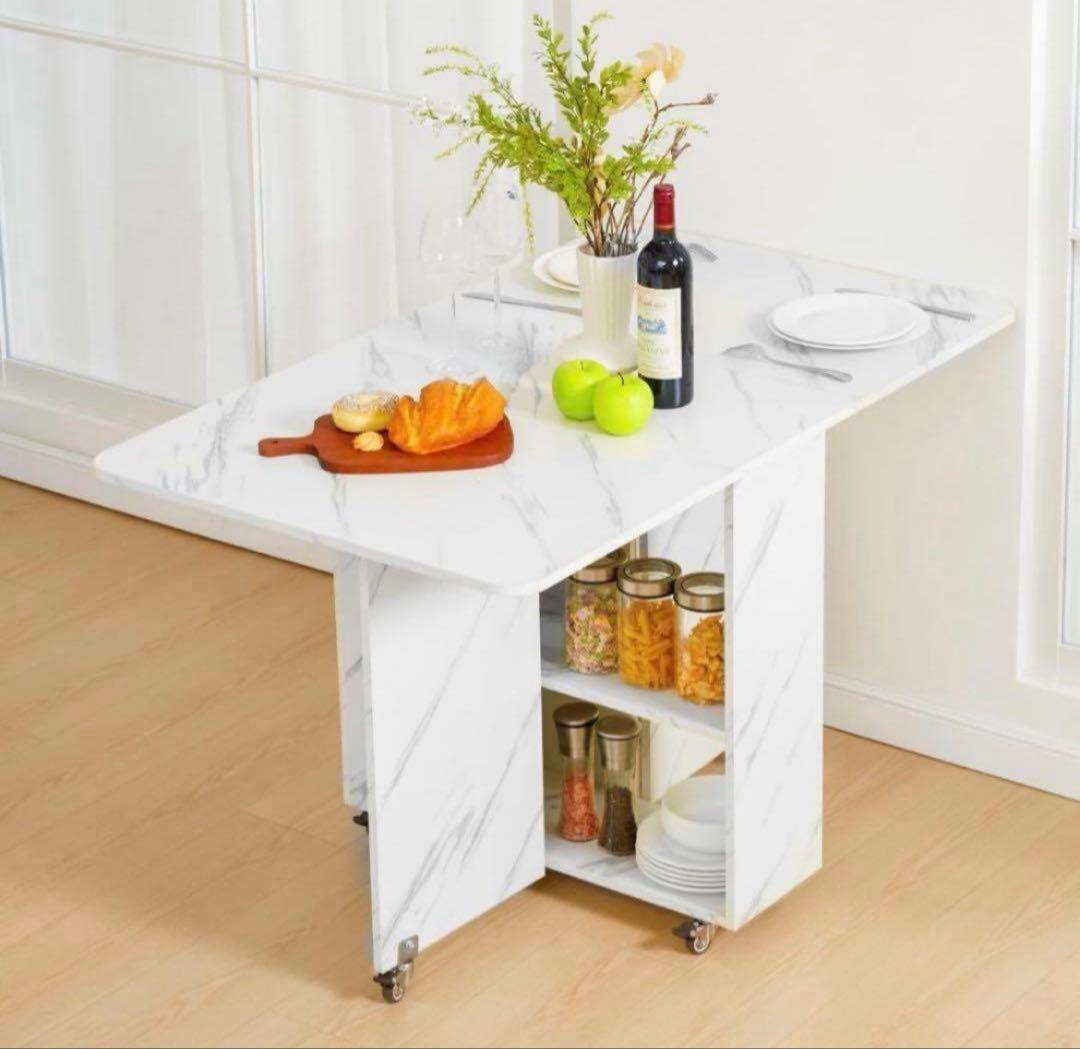 折りたたみダイニングテーブル 万能ドロップリーフダイニングテーブル ロック可能