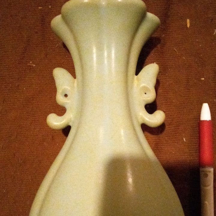 中国陶磁器　汝窯　双耳壺