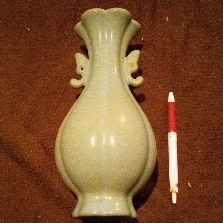 中国陶磁器　汝窯　双耳壺