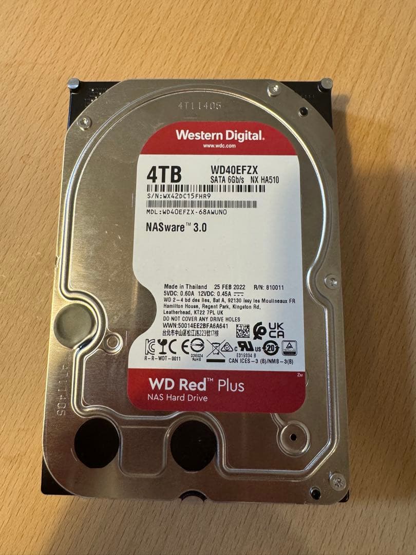 外付けハードディスク・ドライブ WD Red Plus 4TB HDD WD40EFZX
