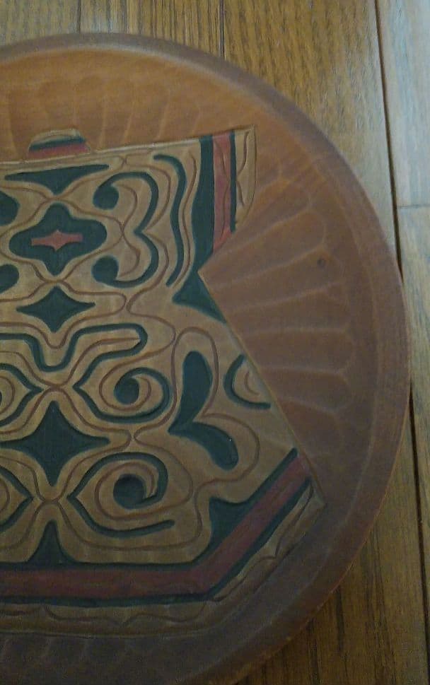 アイヌ アイヌ文様 イタ 着物柄 丸盆 木彫り 民芸