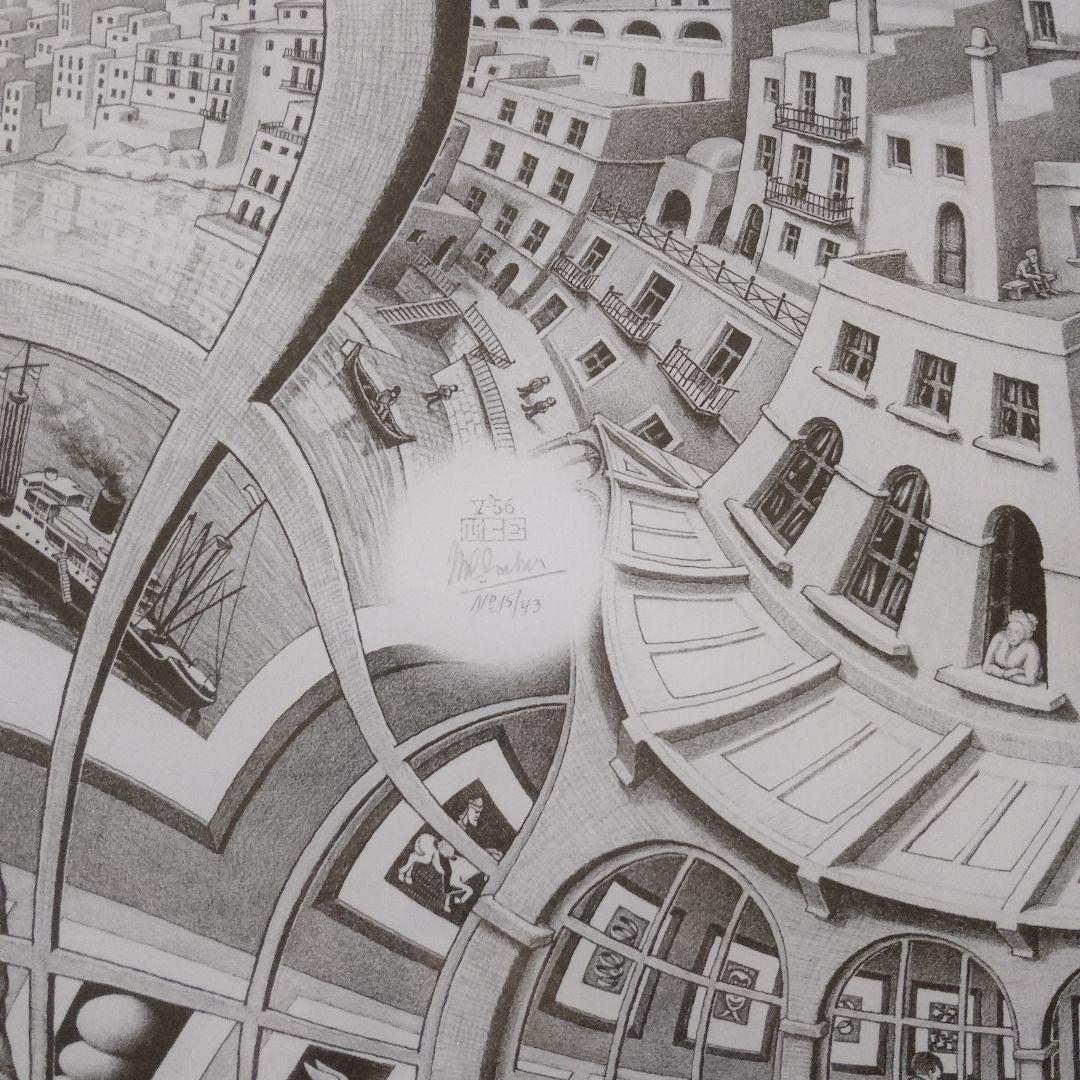 エッシャー Escher　リトグラフ『版画のギャラリー』アクリル板画　1956年
