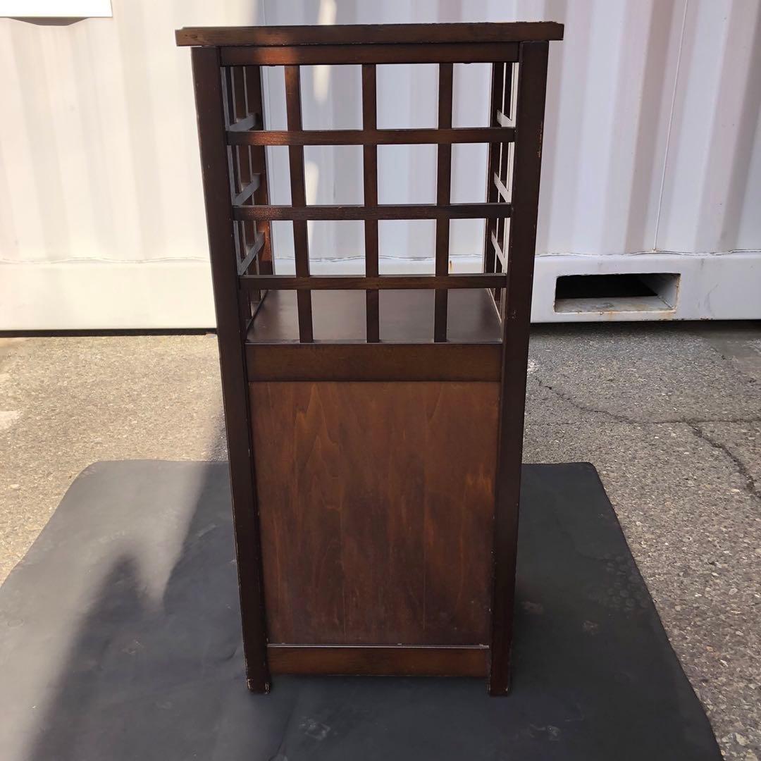 綾野製作所　木製電話台・ファックス台 ダークブラウン