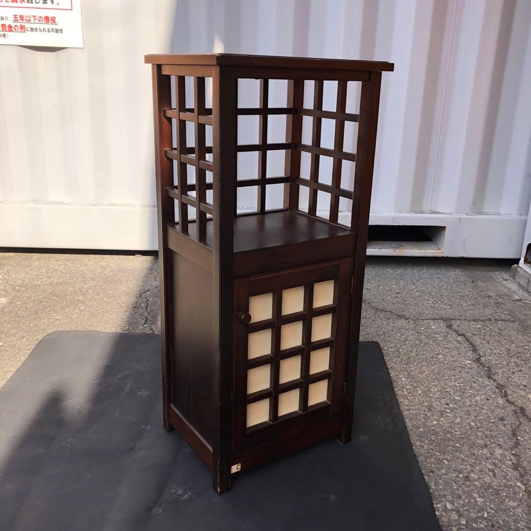 綾野製作所　木製電話台・ファックス台 ダークブラウン