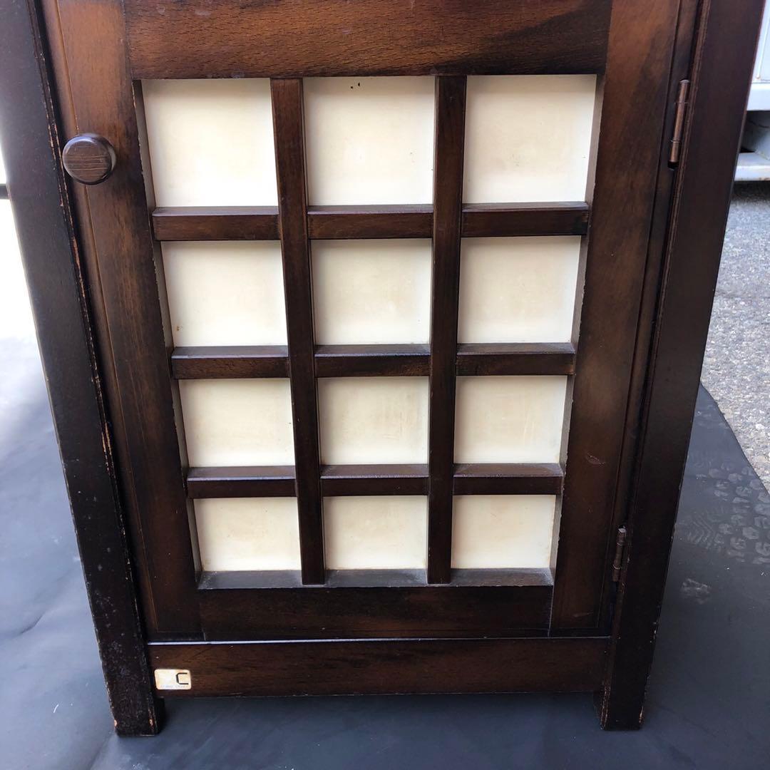 綾野製作所　木製電話台・ファックス台 ダークブラウン