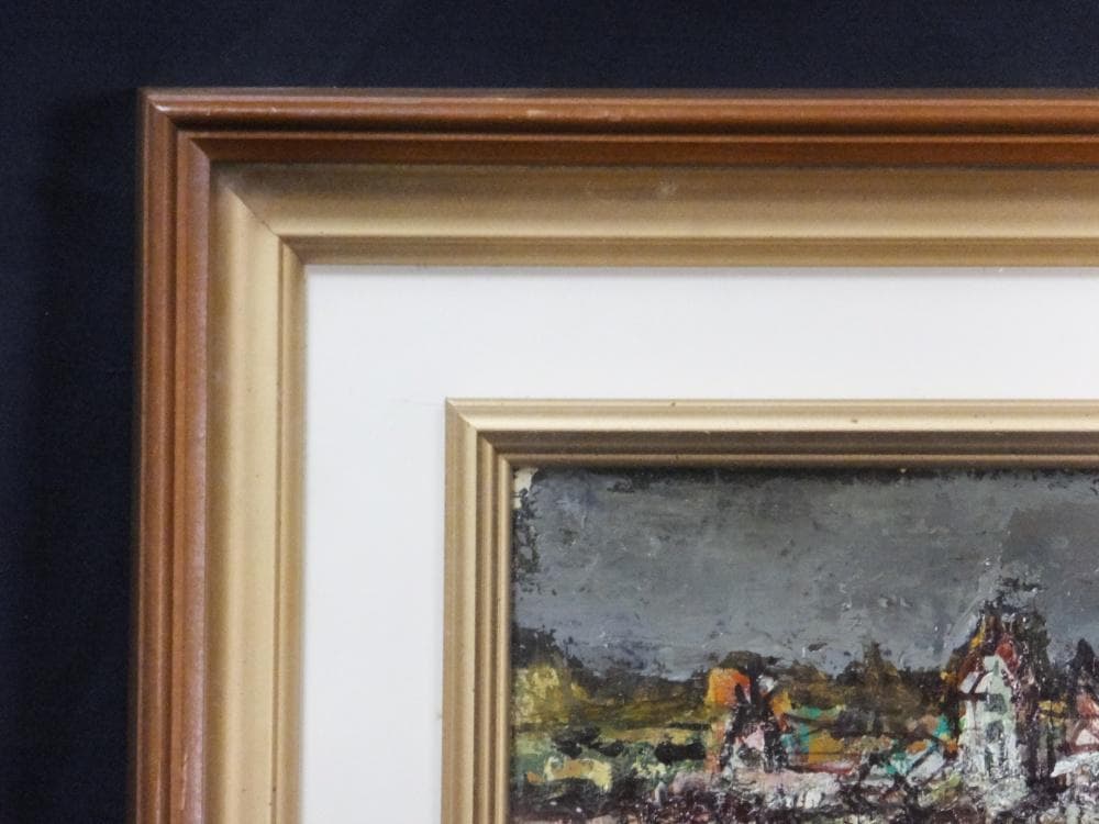 三觜正之　直筆サイン『街（ローマ）』油彩 1971年 8号 0313F