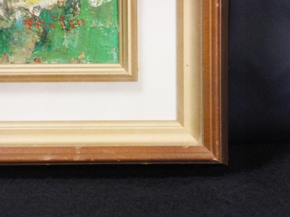 三觜正之　直筆サイン『街（ローマ）』油彩 1971年 8号 0313F