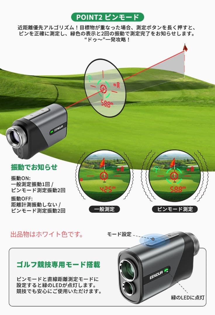 訳有・最安★未使用レーザー距離計 EENOUR U1000PRO＋(プラス) 白