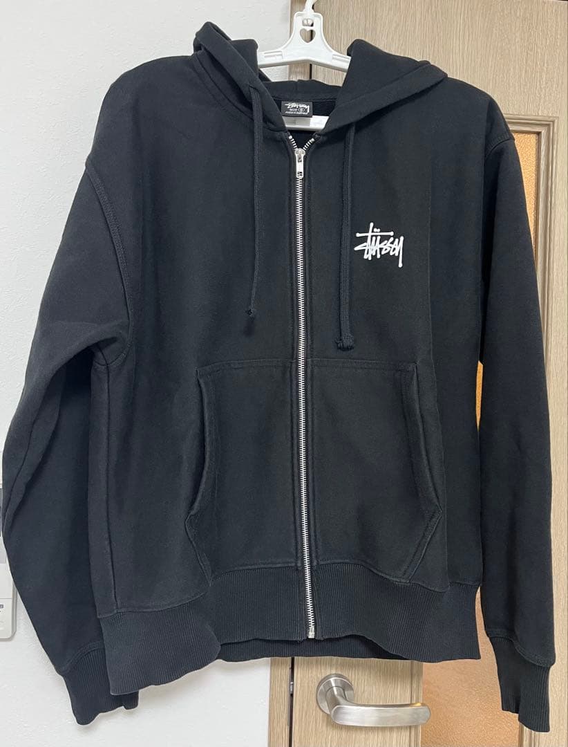 BASIC STÜSSY ZIP HOODIE - BLACK / S