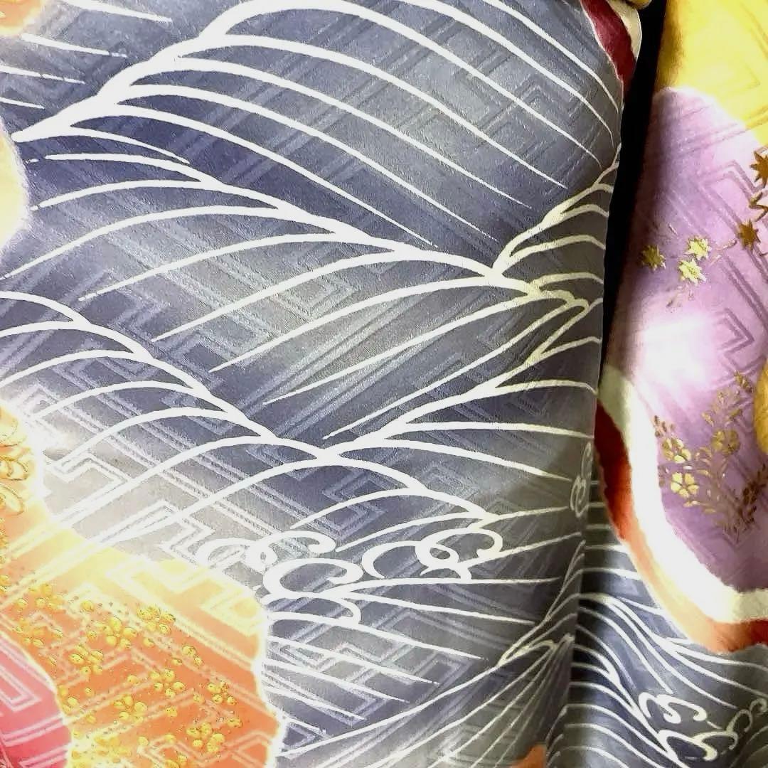 振袖フルセット　高身長　画家岩田専太郎　手描き友禅　成人式振袖　振袖　裄丈72