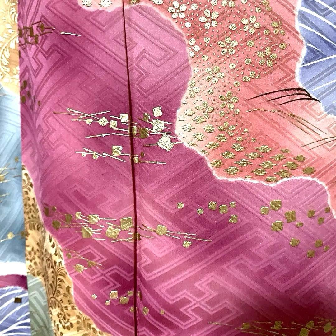 振袖フルセット　高身長　画家岩田専太郎　手描き友禅　成人式振袖　振袖　裄丈72