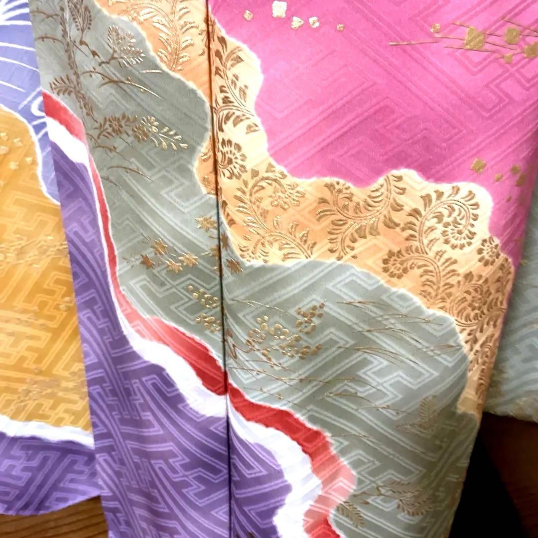 振袖フルセット　高身長　画家岩田専太郎　手描き友禅　成人式振袖　振袖　裄丈72