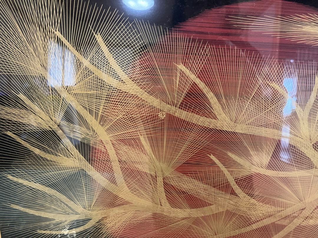 輪島塗漆芸　昇陽松沈金パネル　角野岩次作