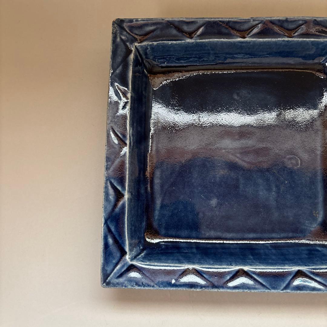 専用　多々納弘光　出西窯　呉須釉押紋角鉢　民藝　角皿