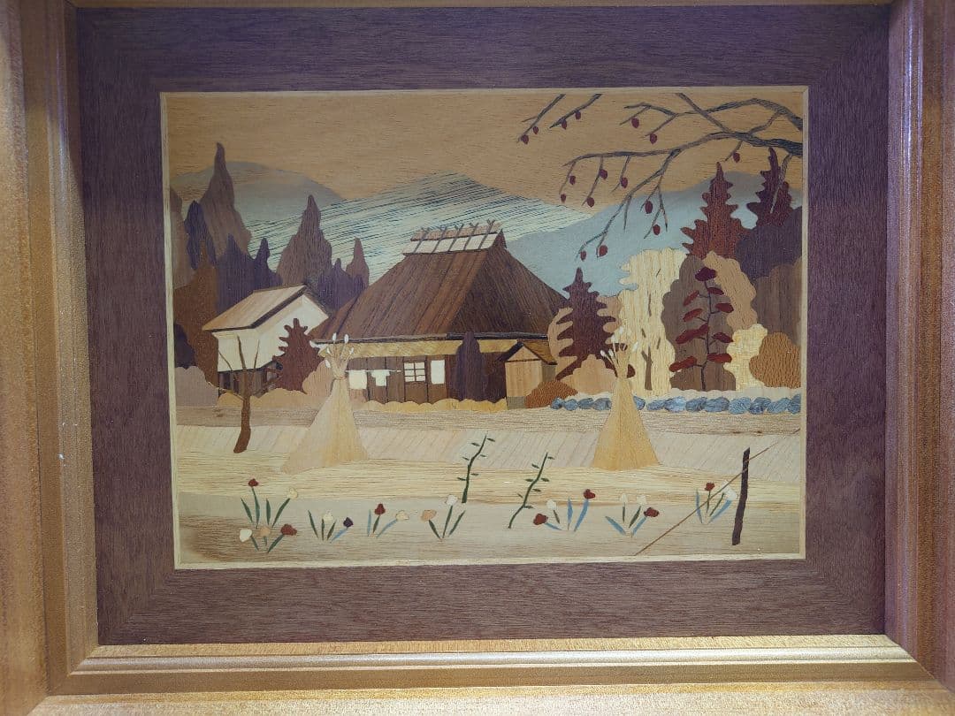 【日本の旅情シリーズ】 「飯豊の秋」 マーケタリー・木目象嵌 No.7