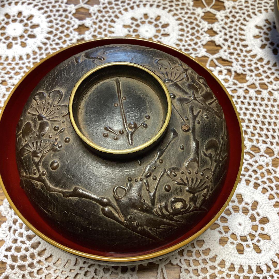 k2f2 銘々蓋吸物椀10客　②漆器 富士山デザイン