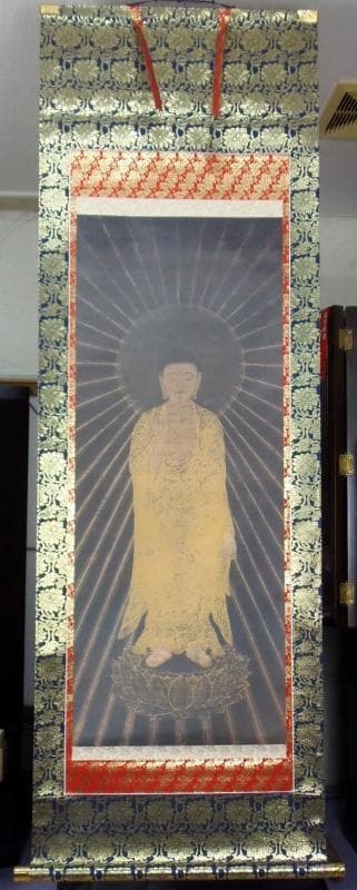 Ｂフライデー掛軸★復刻版 阿弥陀如来 住立空中尊影印★高さ：約166cm