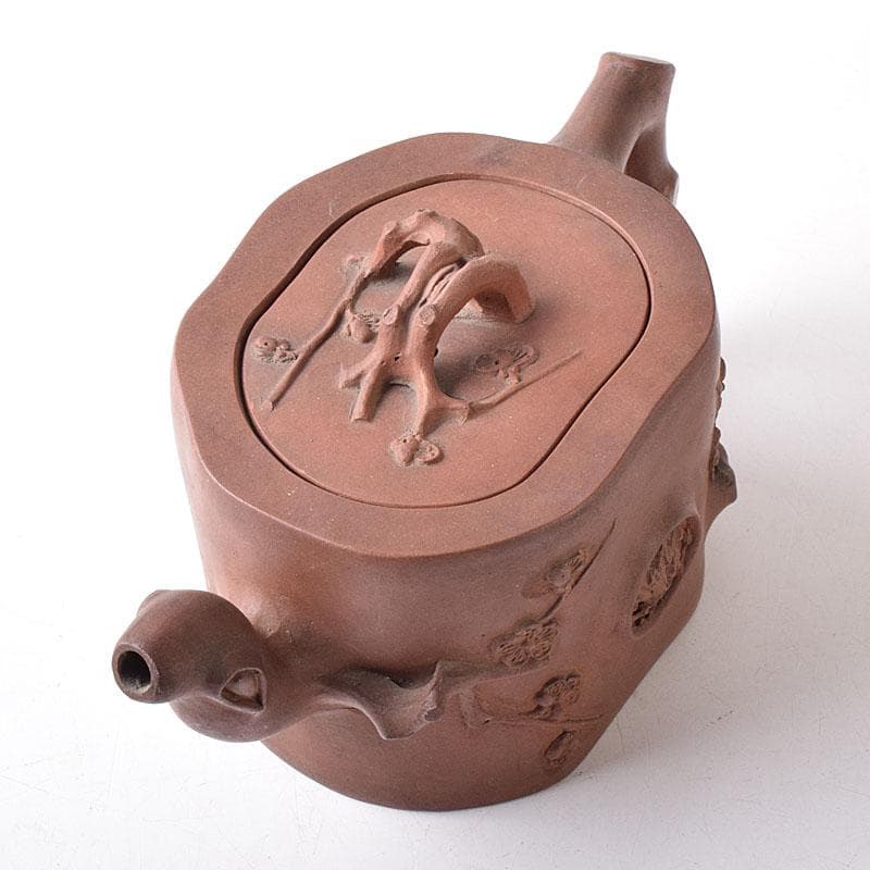 中国　紫砂　朱泥　梅文　急須　茶壷　在銘　M　R8774