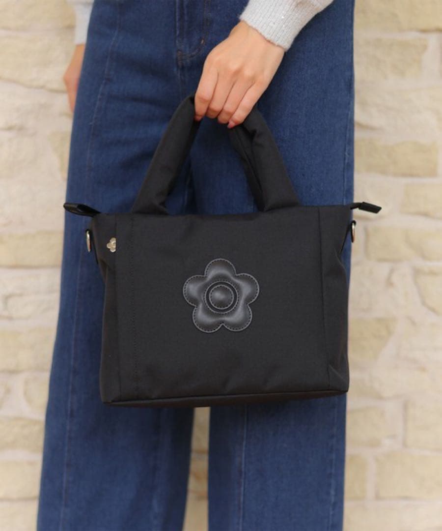 極美品✨マリークワント　デイジーパッチライト2WAYトート　CORDURA 黒