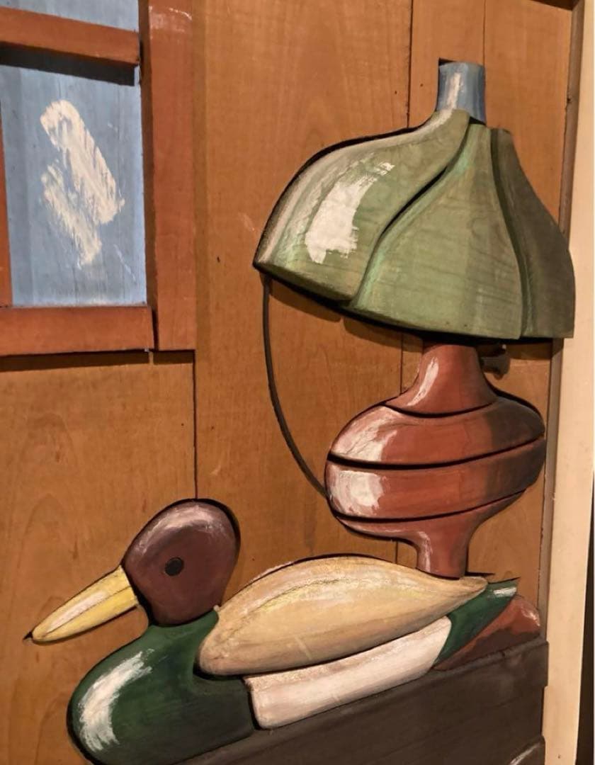 希少品 ココス 木彫り 立体 木製看板 ウッドアート 絵