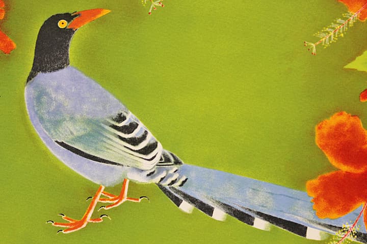 上村松篁 【花鳥】 リトグラフ 保証書有り