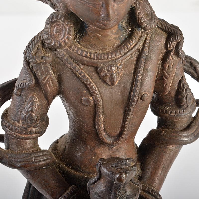 仏教美術　古銅　チベット仏　仏像　置物　唐木台付　M　R7126